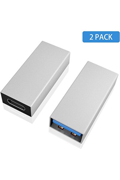 Duttek USB-C Female to USB-A Female 3.0 Adapter (2-Pack) - Silver
