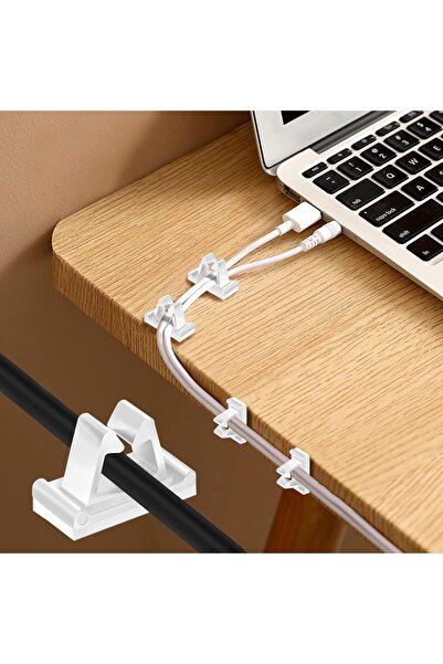 X SPRING Adhesive Cable Clips, 50 Pieces, White