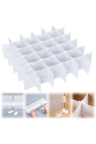 Saharaz 16 عبوة من منظم فاصل الأدراج، قابل للتعديل بطول 37 سم، للخزانة والملابس