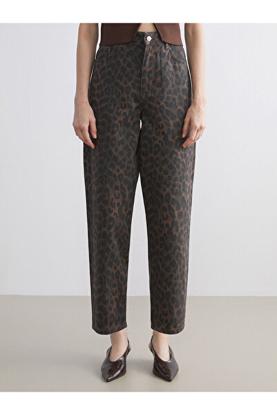 LC Waikiki Baggy Fit Leopar Desenli Kadın Jean Pantolon