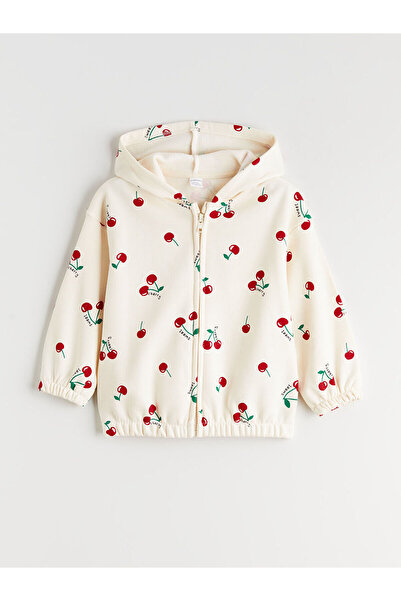 LC Waikiki Plus New Season Hooded Printed Girls' Zippered Sweatshirt