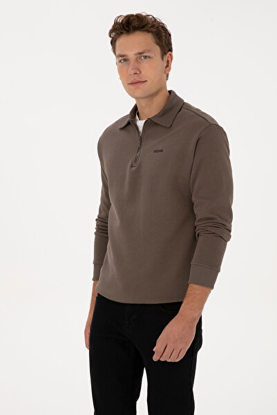 U.S. Polo Assn. Erkek Vizon Basic Sweatshirt 50313783-VR052