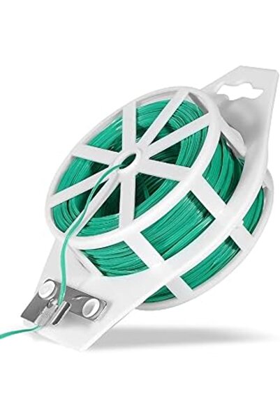 DELFİNO Metal-Coated Green Twisty Tie Reel, 328 ft (100 m) Garden Multi-Purpose PVC Plant Ties