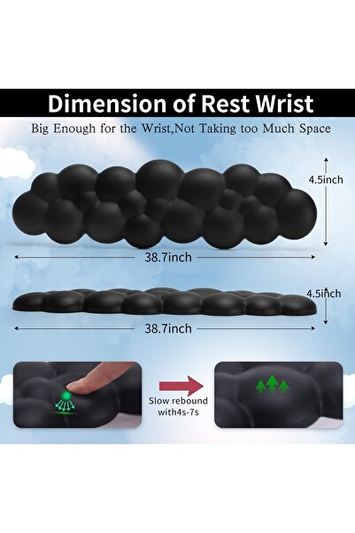 Other Cloud-shaped Memory Foam Keyboard Wrist Rest and Mouse Pad - Ergonomic Wrist Support (Black)