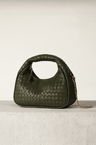 Çantacımstore Geantă de mână Mini Joli împletită pentru femei, kaki