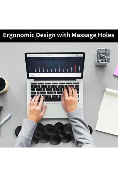 007 Cloud-Shaped Memory Foam Wrist Rest for Keyboard and Mouse - Comfortable Wrist Support (Black)