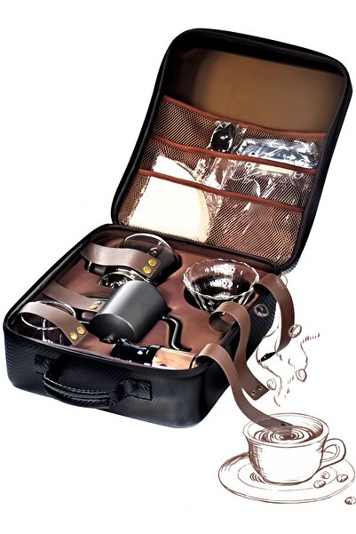 NIHAO مجموعة ماكينة تحضير القهوة V60 مع حقيبة حمل، لون أسود، سعة 600 مل