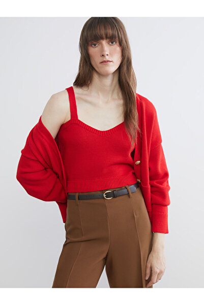 LC Waikiki Vizyon New Season Heart Collar Women's Knitwear Crop