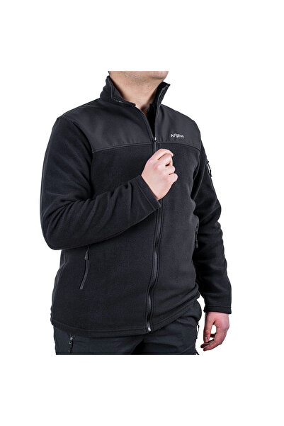 AV SEVDAM Outdoor Fleece Jacket Black - Warm Fleece - Softshell Shoulder - Zipper Pocket