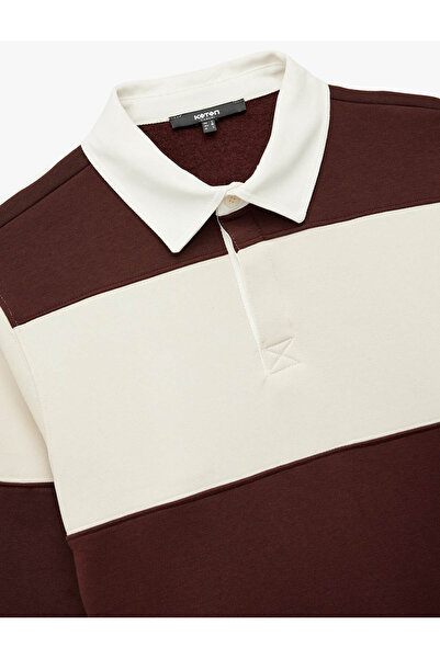 Koton Ανδρικό φούτερ ριγέ μπορντό 6Wam70067Mk