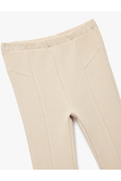 Koton Cotton Elastic Waist Stitching Detailed Flared Leggings