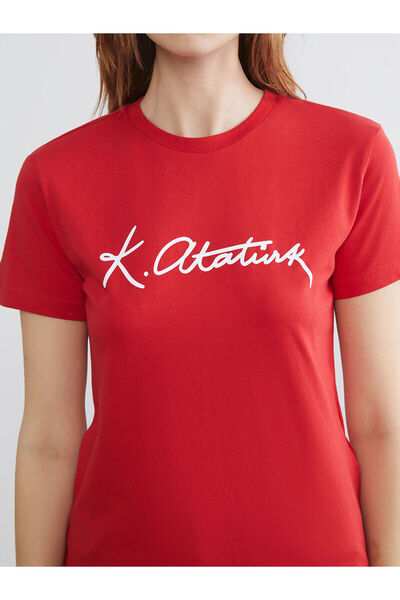 LC Waikiki New Season Crew Neck Ataturk Themed Women's T-Shirt