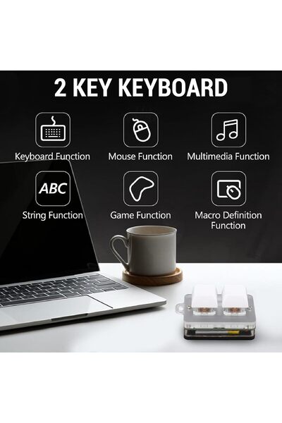 Other Wisoqu Wired USB-C Two-Key Mechanical Macro Mini Programmable Keyboard with RGB Lighting