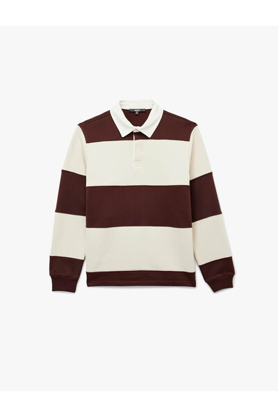 Koton Ανδρικό φούτερ ριγέ μπορντό 6Wam70067Mk