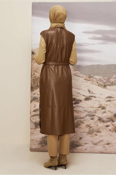 Alvina Belted Faux Leather Vest 45249