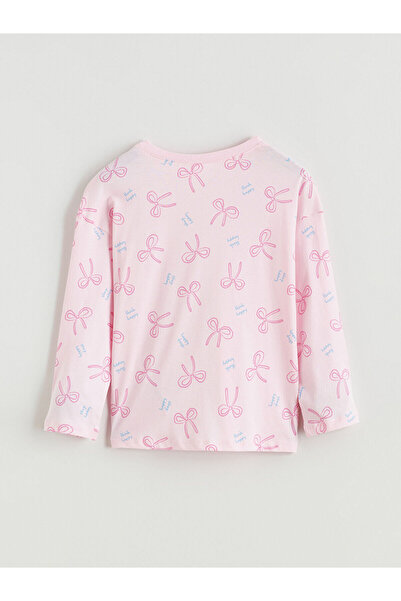 LC Waikiki Özmarka Yeni Sezon Bisiklet Yaka Fiyonk Baskılı Kız Çocuk Pijama Takımı