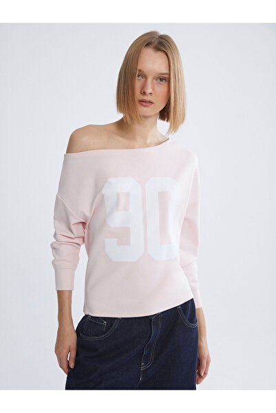 LC Waikiki Kayak Neckline Printed Women's Sweatshirt