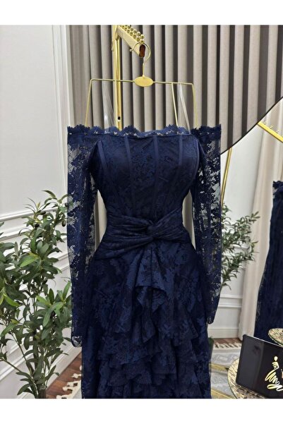 DEYARA FASHION فستان سهرة دانتيل بحري