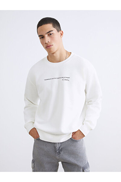 LC Waikiki Vizyon Noul sezon guler rotund cu imprimeu Swea pentru bărbați tricou