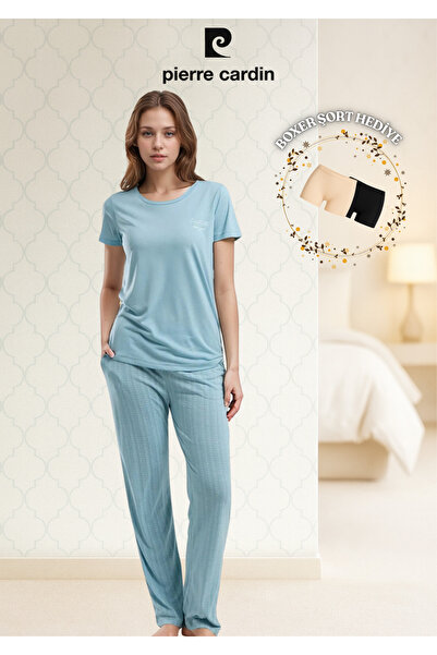 Pierre Cardin Îmbrăcăminte pentru femei Set de pijamale cu mâneci scurte (cadou cu pantaloni scurți din modal)