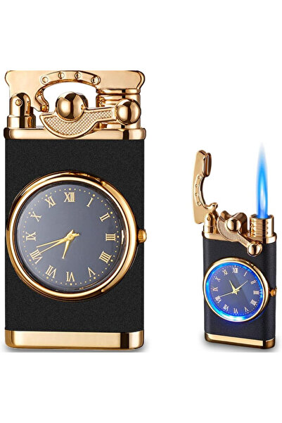 Mercaton Mercaton Refillable Gas Lighter with Windproof White Flame and Built-in Adjustable Clock, 7.5 x