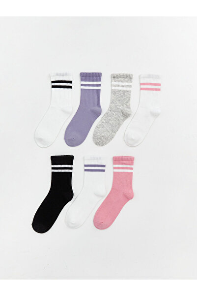 LC Waikiki Striped Girls' Socks 7-Piece Set