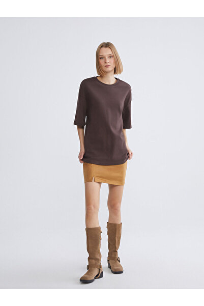 LC Waikiki Zippered Suede Mini Skirt