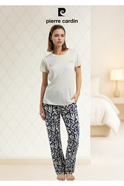 Pierre Cardin Women's Clothing Cream Short Sleeve Pajama Set (Modal Shorts Gift)