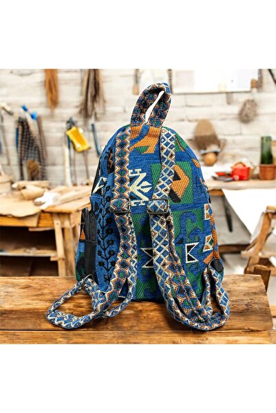 Qulothes Etnik Desen İşlemeli Dokuma Sırt Çantası