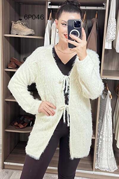 İnce Topuk كارديجان تريكو طويل من سلسلة Prive Seri مع ربطة عنق 6p046