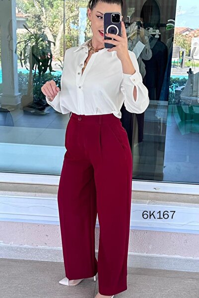 İnce Topuk Pleated Double Crepe Casual Trousers 6K167