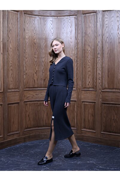 COLORDS Kadın Düğme Detay Etek-Bluz Takım