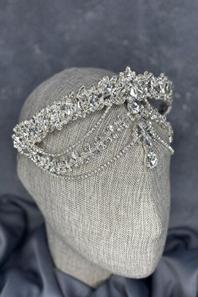 Hayalperest boncuk Silver Hera Forehead Dangling Bridal Henna Crown Hair Accessory