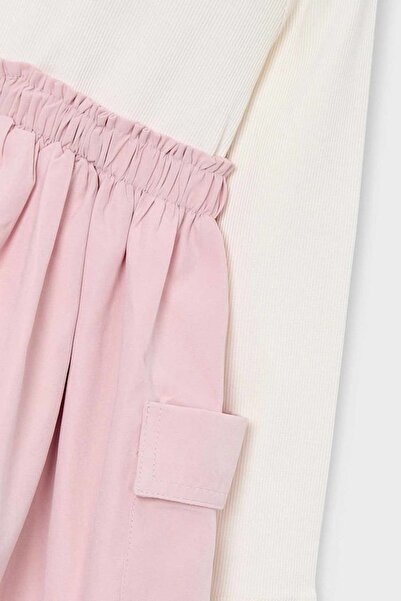 MAYORAL Girl's Standard Fit Cargo Pocket Piece Combination Look Dress - Cream/Pink