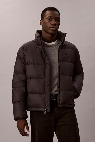 Calvin Klein Erkek Regular Fit Dik Yaka Aplike Logolu Şişme Mont - Siyah