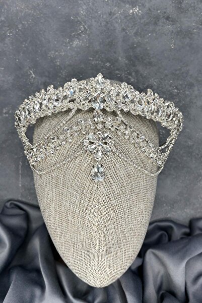 Hayalperest boncuk Silver Hera Forehead Dangling Bridal Henna Crown Hair Accessory
