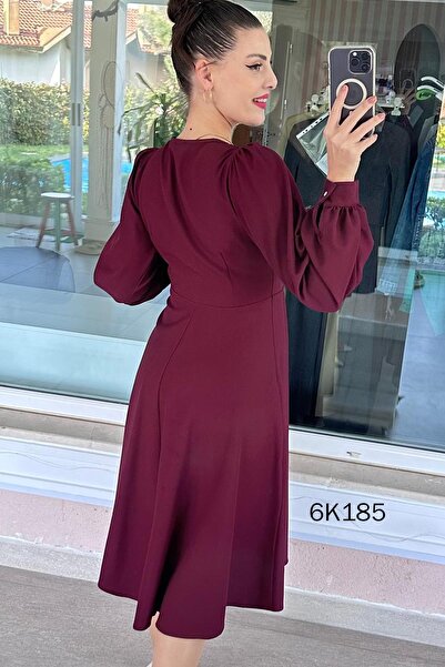 İnce Topuk Double-Breasted Collar Buckle Crepe Dress 6K185