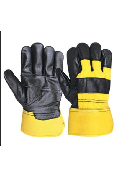 CAR Yellow and black leather gloves