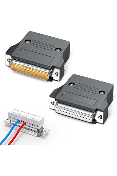 NALACAL موصل DB25 صغير بدون لحام أنثى + ذكر - محول تسلسلي RS232 D-SUB 25 سنًا...