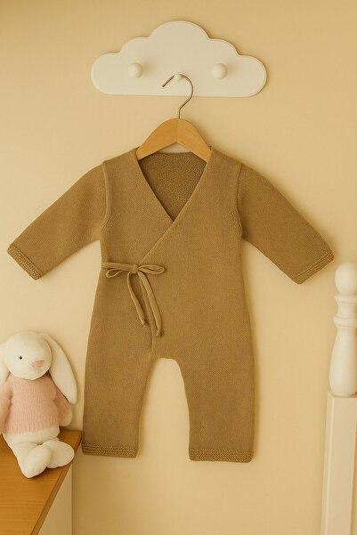 Nimini Kids Long Sleeve Knitwear Unisex Soft Baby Romper (Size 3-9) with Rope Detail (Without Booties)