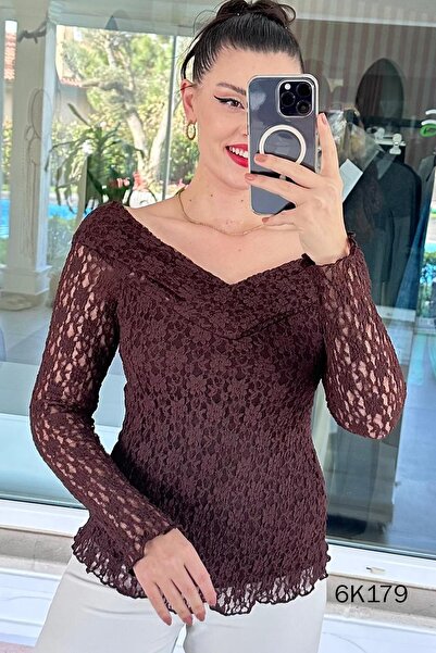 İnce Topuk Madonna Ogrlica Čipka Bluza 6k179