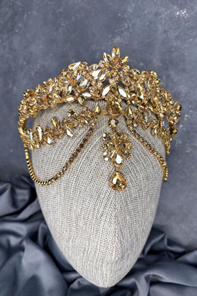 Hayalperest boncuk Gold Dali Forehead Dangling Bridal Henna Crown Hair Accessory