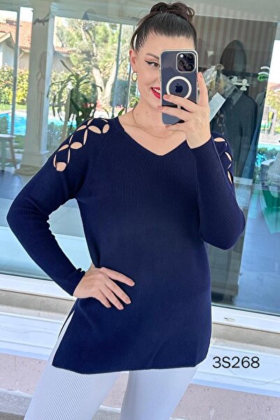 İnce Topuk Off-The-Shoulder Knitwear Blouse 3S268