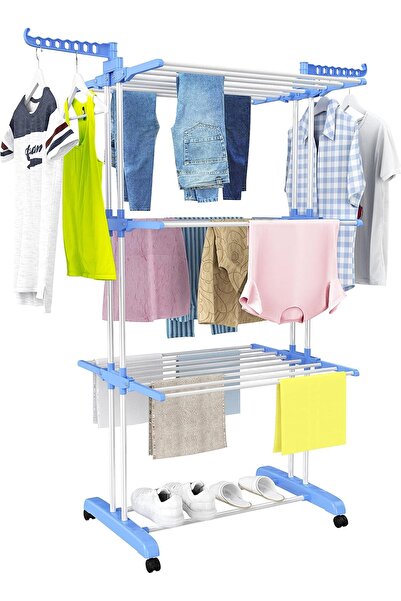 HOMIDEC ZAICA 4-Tier Large Foldable Stainless Steel Clothes Drying Rack with ...