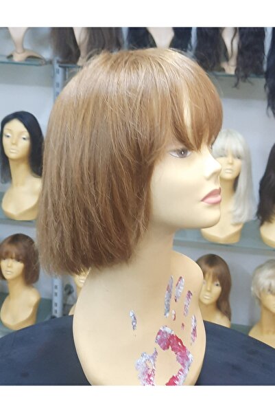 İsmet peruk GERÇEK SAÇ KISA PERUK KARAMEL