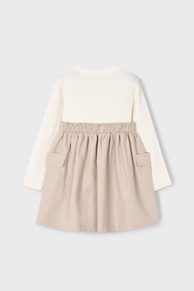 MAYORAL Girl's Cargo Pocket Piece Combination Look Dress - Cream/Beige