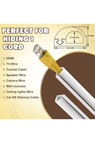 KASTWAVE Wall Cord Hider 78 Inch Self-Adhesive Cable Cover W0.59 H0.39in (White)