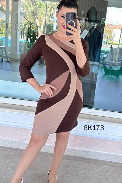 İnce Topuk Crepe Fabric Patterned Dress 6K173