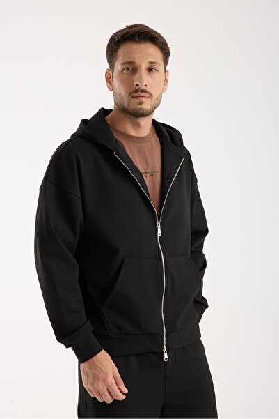 Store Men's 100% Cotton Zippered Hooded Sweatshirt - Basic Comfortable Hoodie