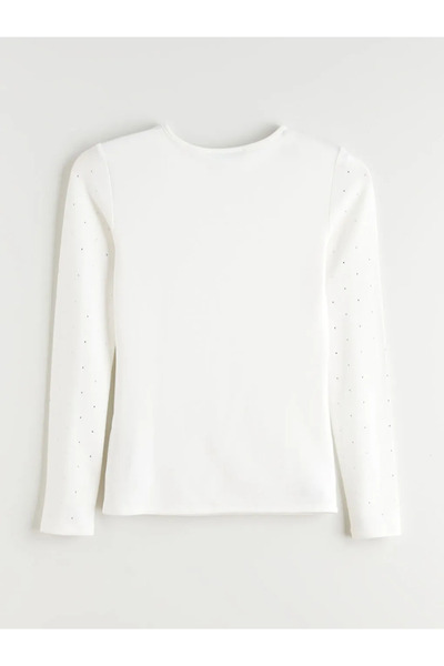 LC Waikiki Γυναικείο T-Shirt με λαιμόκοψη με πέτρες